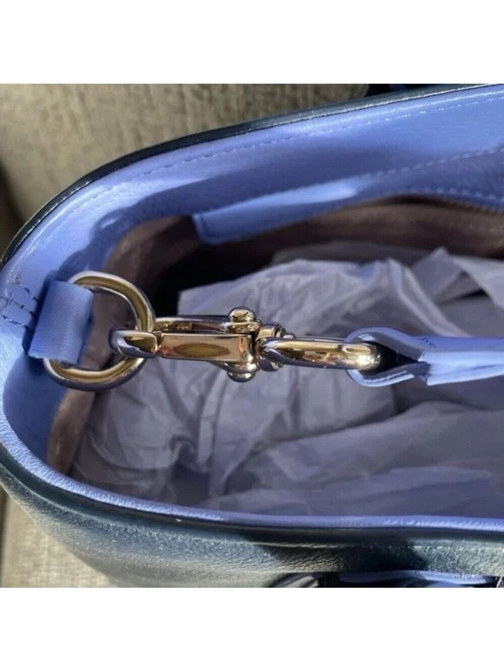 Kate Spade Navy Blue Color Block Pebble Leather Bag NWT - Picture 10 of 16